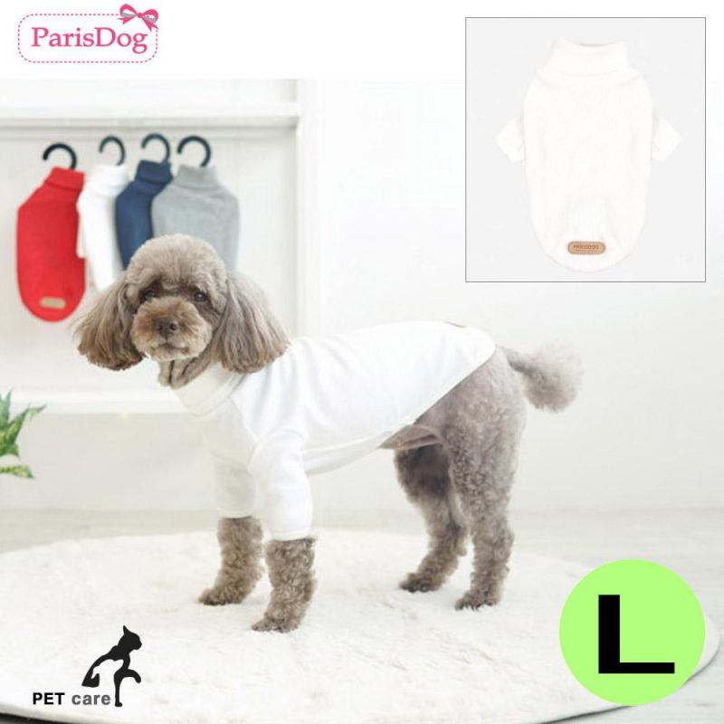 패리스독 폴라티셔츠 (화이트) (L) 강아지 티셔츠 T셔츠 애견용품 애완용품