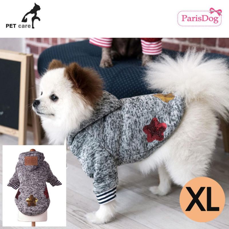 패리스독 스타 후드 니트티 (그레이) (XL) 강아지 티셔츠 T셔츠 애견용품 애완용품