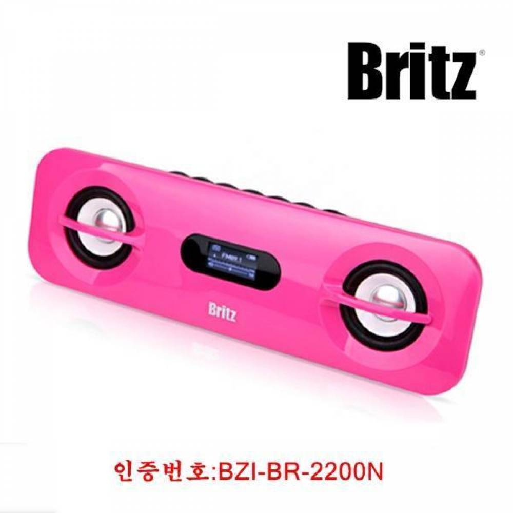 브리츠 2300 캔디 핑크 휴대용 스피커 브리츠 휴대용스피커 라디오 MP3 USB FM라디오 LCD AUX