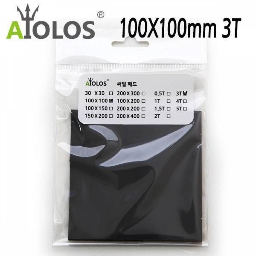 AiOLOS 써멀 패드 100x100 3T 써멀패드 열전도패드 냉각패드 방열패드 냉각써멀패드