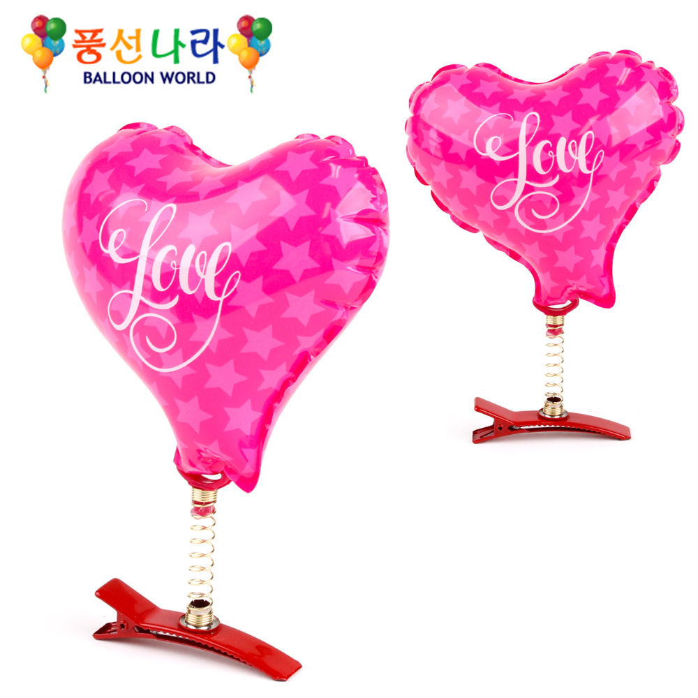 풍선 집게핀 핑크하트 1개 파티용품 캐릭터 머리핀 머리핀 캐릭터 집게핀 파티용품 풍선