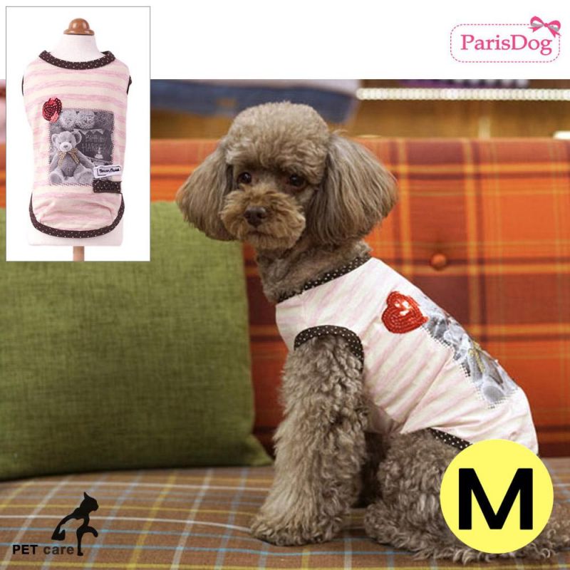 패리스독 테디베어 티셔츠 (핑크) (M) 강아지 티셔츠 T셔츠 애견용품 애완용품