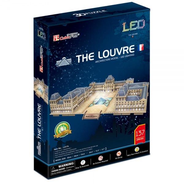 (3D입체퍼즐)(큐빅펀)(L517h) 루브르 박물관-LED 프랑스 입체퍼즐 건축모형 마스코트 3D퍼즐 뜯어만들기 조립퍼즐 우드락퍼즐 세계유명건축물 유럽