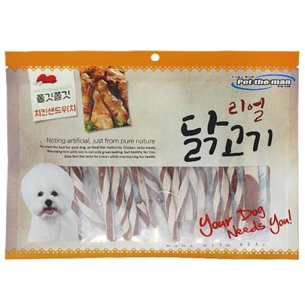 몽동닷컴 펫더맨 리얼 닭고기 치킨 샌드위치 - 300g 애견용품 애완용품 스낵 사사미 져키 비스켓