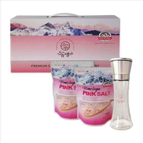 소금명가 핑크솔트 250g 2개 그라인더 1개 3종세트 핑크솔트 핑크소금 암염 천연조미료 입욕제 소금 소금입욕제 파키스탄소금