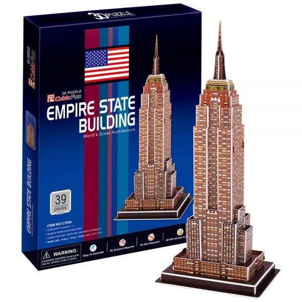 (3D입체퍼즐)(큐빅펀)(C704h) 엠파이어스테이트 빌딩 미국 입체퍼즐 건축모형 마스코트 3D퍼즐 뜯어만들기 조립퍼즐 우드락퍼즐 세계유명건축물 북미