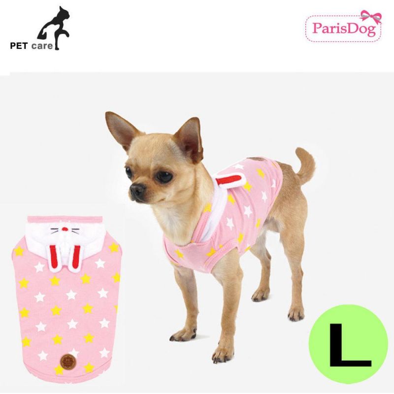 패리스독 토끼 후드티셔츠 (핑크) (L) 강아지 티셔츠 T셔츠 애견용품 애완용품