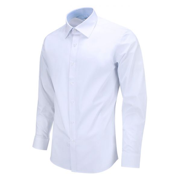 화이트 배색 카라 슬림 스판 셔츠_RF1071 긴팔와이셔츠 긴팔셔츠 드레스셔츠 와이셔츠 남자셔츠 체크패턴셔츠 정장셔츠 체크셔츠 출근룩 블루셔츠