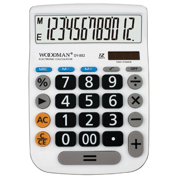우드맨 계산기 DY-882 흰색 12자리 MO 계산기 카시오계산기 우드맨 우드맨계산기 공학용계산기 사무용계산기 가정용계산기 휴대용계산기 미니계산기