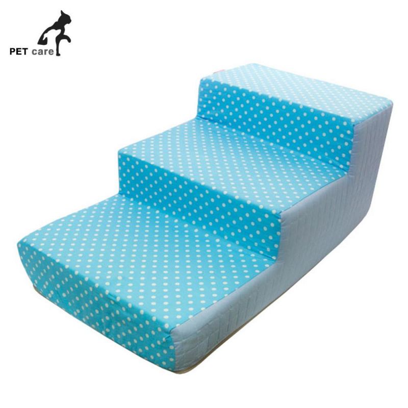 두기펫 줄리 도트 3단 스텝 (블루) 강아지 침대계단 스텝 애완동물 애견용품