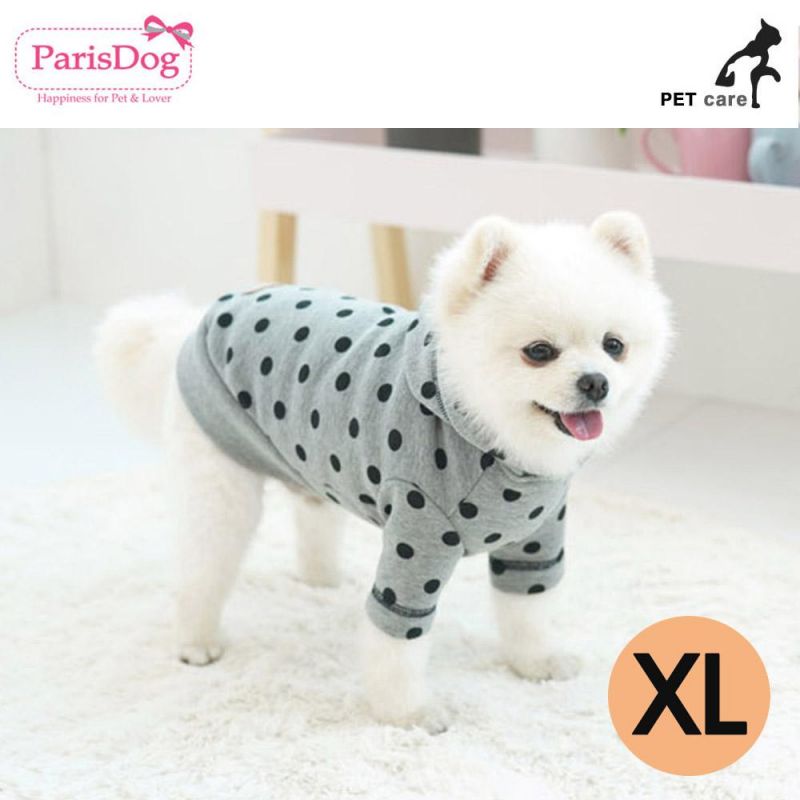 패리스독 도트 후드티셔츠 (그레이) (XL) 강아지 티셔츠 T셔츠 애견용품 애완용품