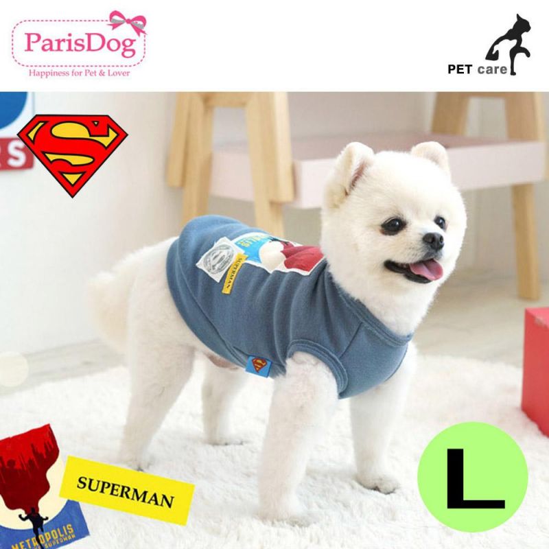 패리스독 슈퍼맨 A디자인 티셔츠 (L) 강아지 티셔츠 T셔츠 애견용품 애완용품