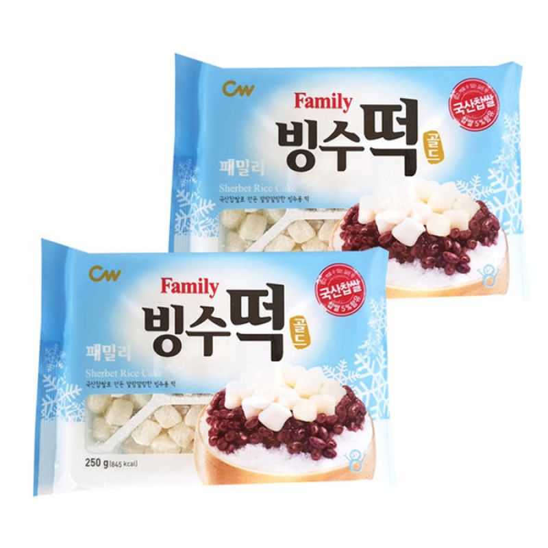 청우 패밀리 빙수떡골드 250g x 2개 팥빙수 빙수재료 빙수떡 빙수용떡 국내산쌀 미니떡