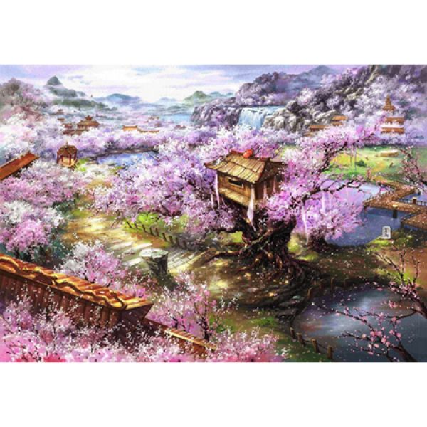 1000피스 목재 직소퍼즐 - 벚꽃이 만개한 마을 (WPK14) 직소퍼즐 퍼즐 퍼즐직소 일러스트퍼즐 취미퍼즐