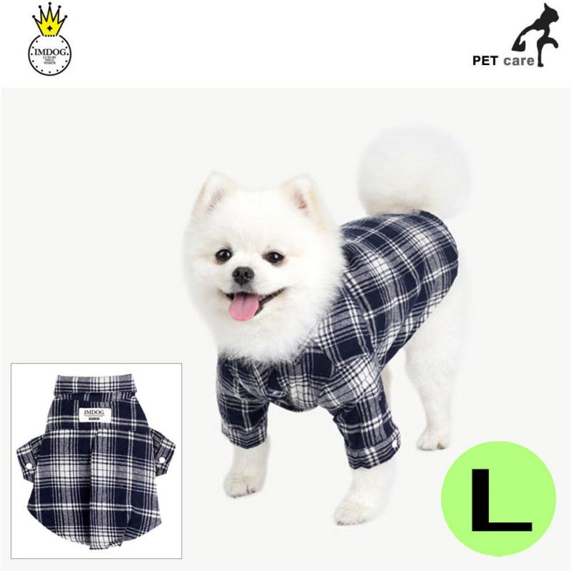 아이엠독 런던 체크 셔츠 (블랙) (L) 강아지 티셔츠 T셔츠 애견용품 애완용품