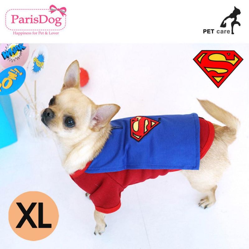 패리스독 슈퍼맨 왐 케이프 티셔츠 (블루) (망토) (XL) 강아지 티셔츠 T셔츠 애견용품 애완용품