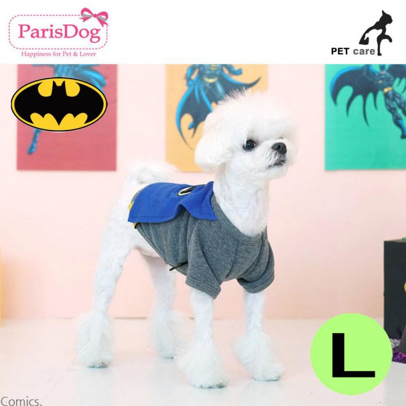 패리스독 배트맨 왐 케이프 티셔츠 (블루) (망토) (L) 강아지 티셔츠 T셔츠 애견용품 애완용품