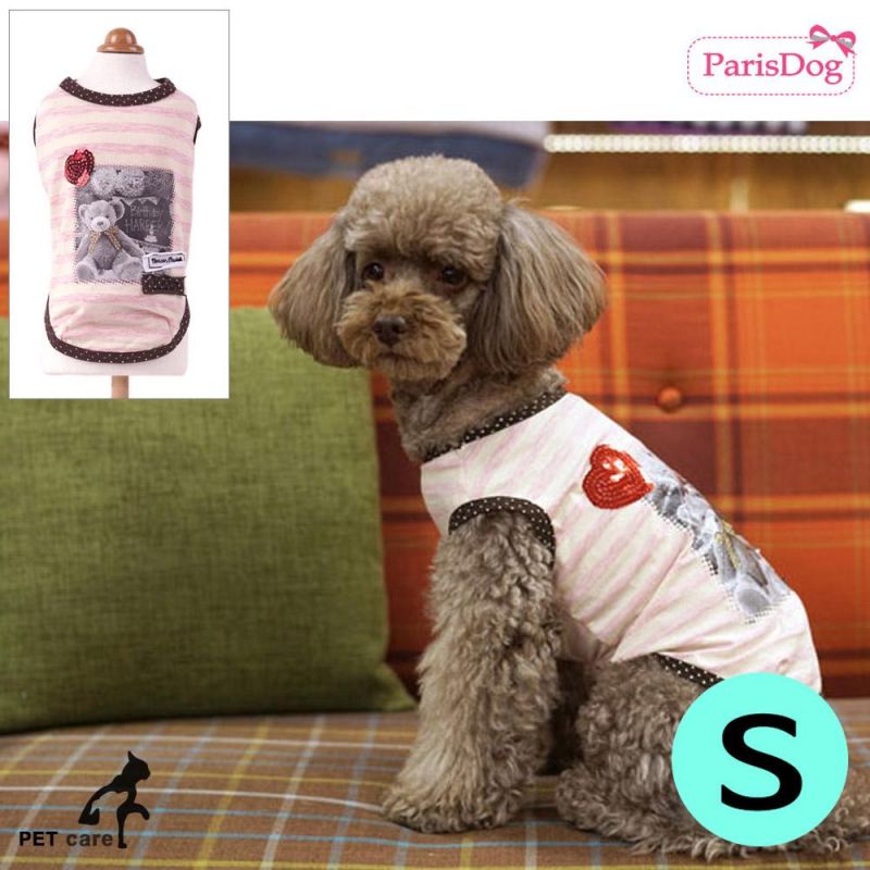 패리스독 테디베어 티셔츠 (핑크) (S) 강아지 티셔츠 T셔츠 애견용품 애완용품