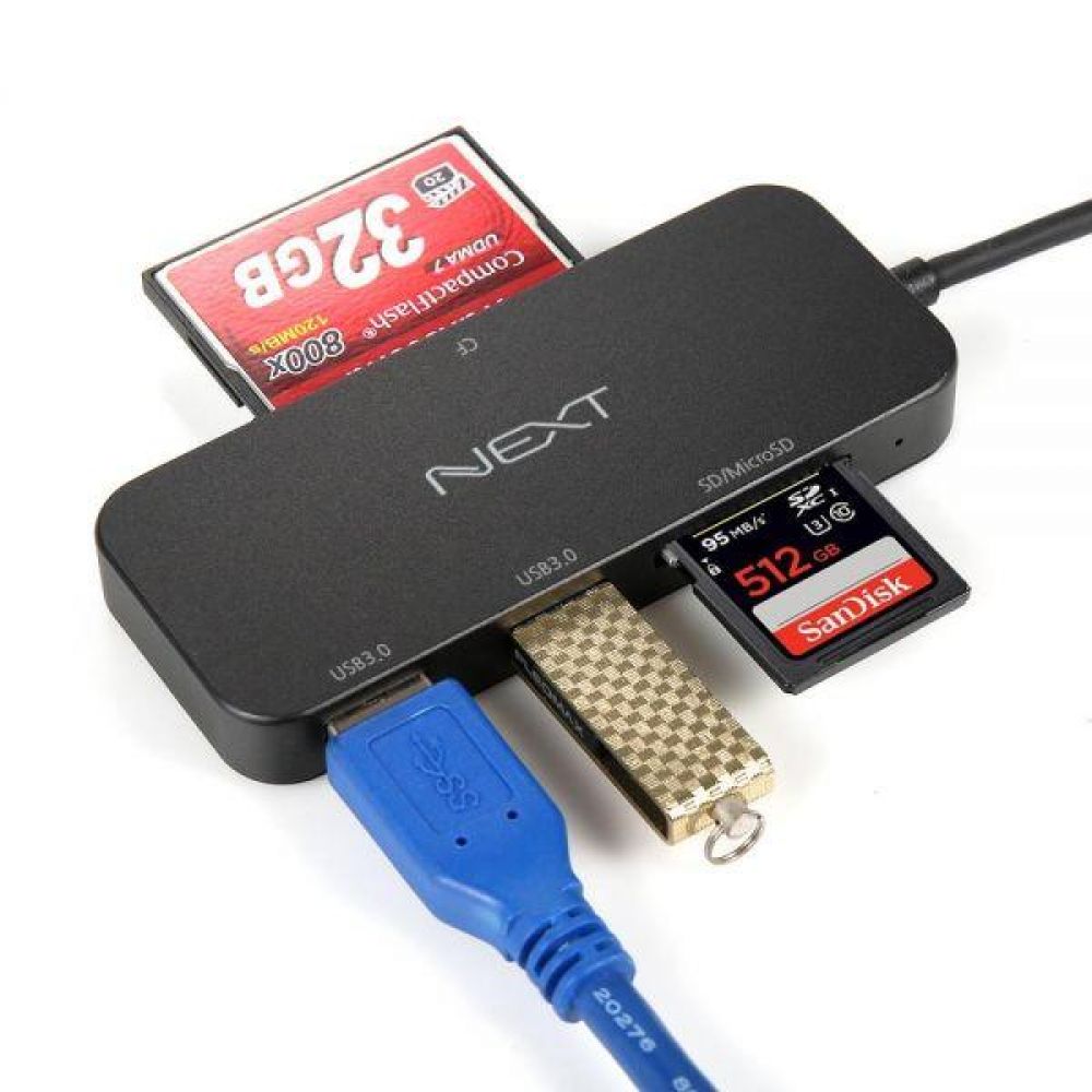 Type-C 멀티 카드리더기 2포트 USB허브 USB3.0/SD/MicroSD/CF