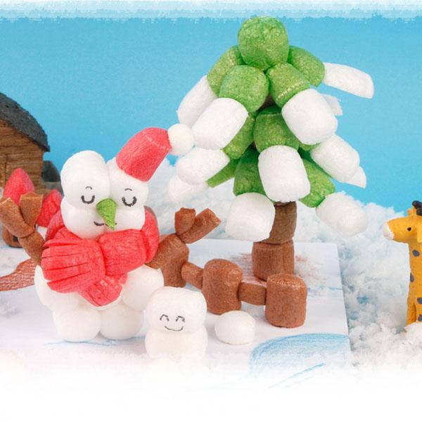 플레이콘 눈사람과 겨울나무(5인용) 2개묶음(10인용) 플레이콘 눈사람 눈 겨울 나무 만들기 돌봄교실 방과후수업
